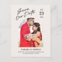 Trendy Arch Editable Colour Save The Date Postcard