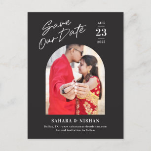 Trendy Arch Editable Colour Save The Date Postcard