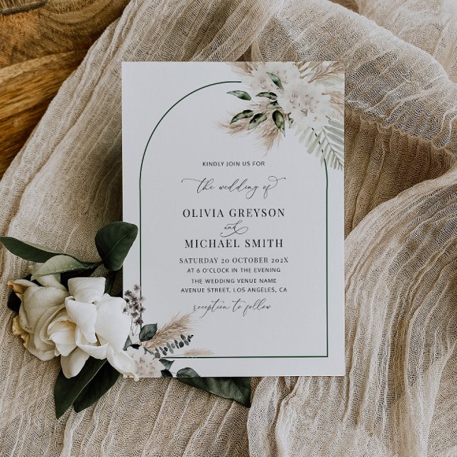trendy arch pampas greenery wedding invitation (Creator Uploaded)