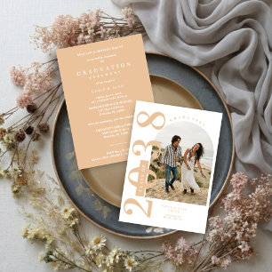 Trendy Arch Photo Faux Gold Twin Graduation TMF26 Invitation