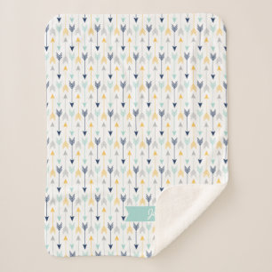 Trendy Arrows Monogram Sherpa Blanket