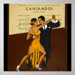 Trendy Art Deco vintage dancers Poster