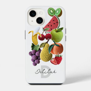 Trendy Artistic Rainbow Crochet Fruit Collage iPhone 14 Case