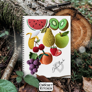 Trendy Artistic Rainbow Crochet Fruit Collage Notebook