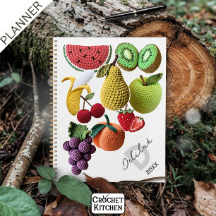 Trendy Artistic Rainbow Crochet Fruit Collage Planner