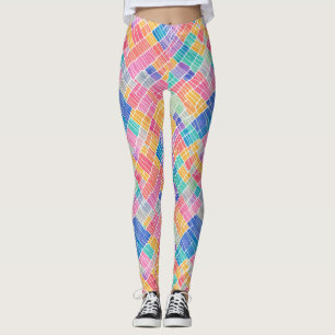 Trendy Artsy Abstract Rainbow Watercolor Pattern Leggings