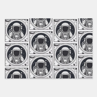 Trendy Astronaut Wrap Paper Flat Sheet Set of 3