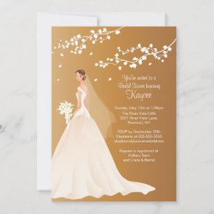 Trendy Autumn DK Gold Bride Bridal Shower Invite