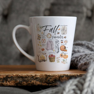 Trendy Autumn Favourites   Watercolor Illustration Latte Mug