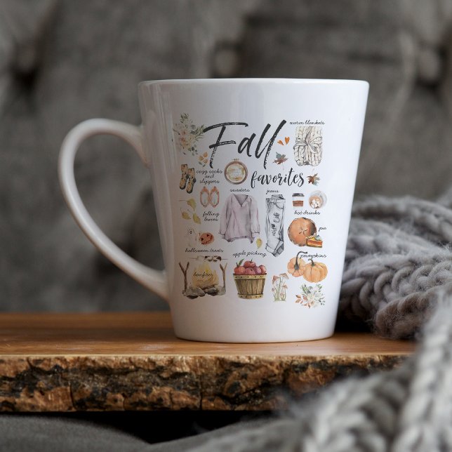 Trendy Autumn Favourites | Watercolor Illustration Latte Mug (Creator Uploaded)