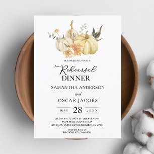 Trendy Autumn Watercolor Pumpkin & Flowers Invitation