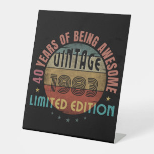 TRENDY AWESOME YEAR OF BIRTH BIRTHDAY GIFT PEDESTAL SIGN