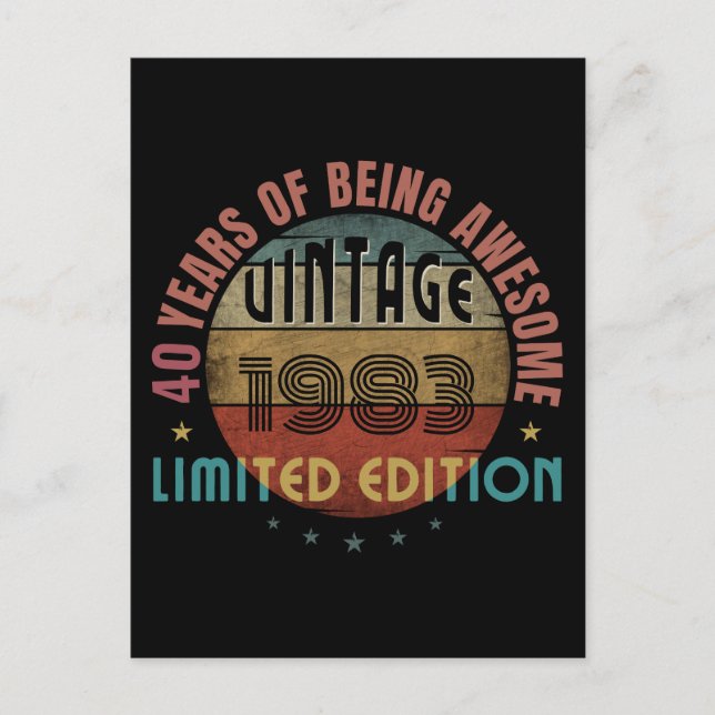 TRENDY AWESOME YEAR OF BIRTH BIRTHDAY GIFT POSTCARD (Front)