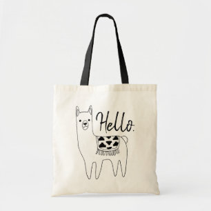 Trendy Aztec Llama Sketch Hello Tote Bag