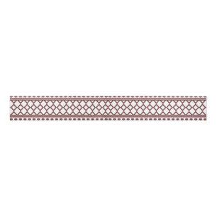 Trendy Aztec Tribal Print Geometric Pattern(Red) Grosgrain Ribbon