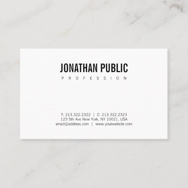 Trendy B&W Plain Elegant Modern Minimalist Design Business Card (Front)