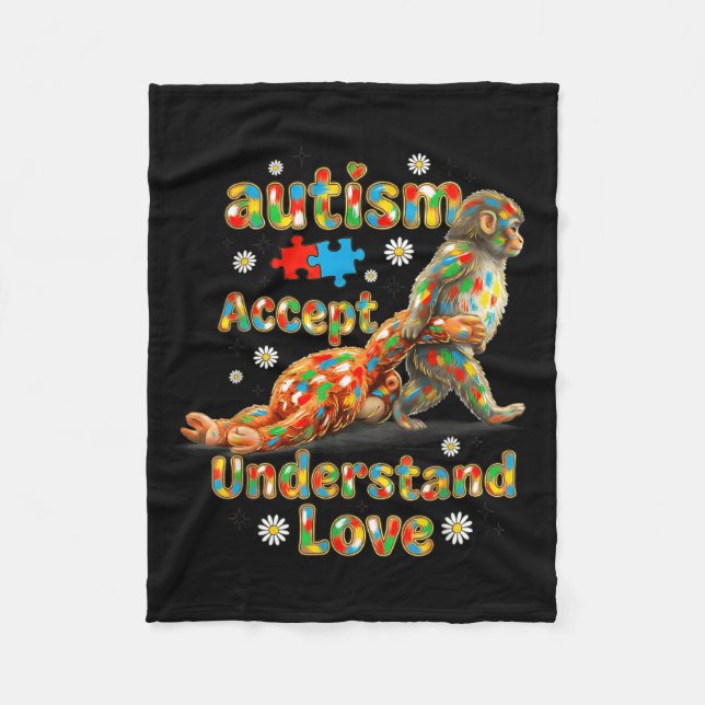 Trendy baby monkey autism awareness accept fleece blanket (Front)