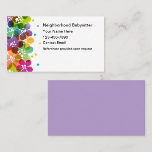 Trendy Babysitter Business Cards New