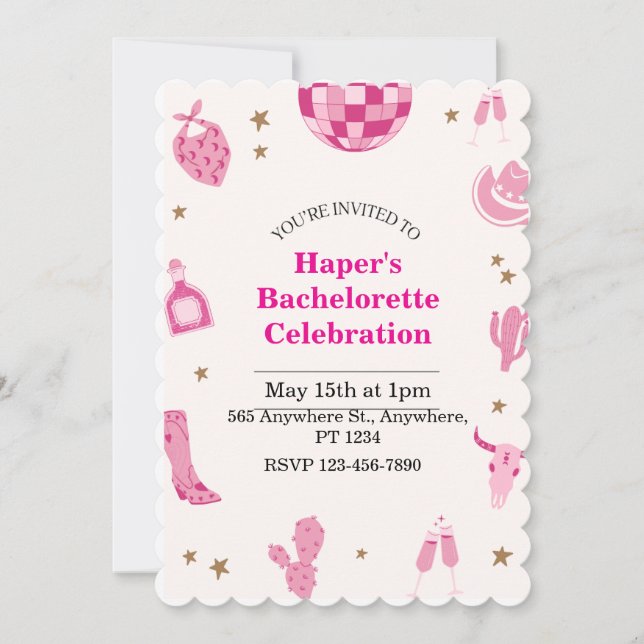 Trendy Bachelorette Party invitation    (Front)