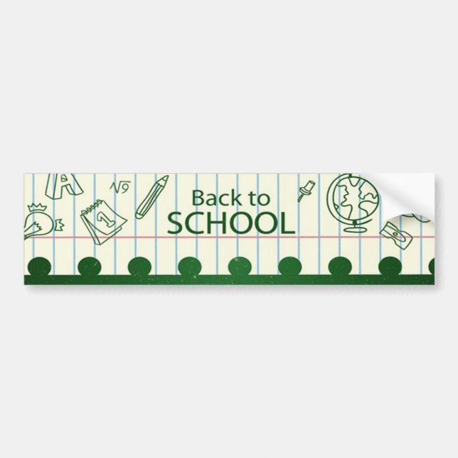 Trendy Back to School Green Bumper Sticker (Front)