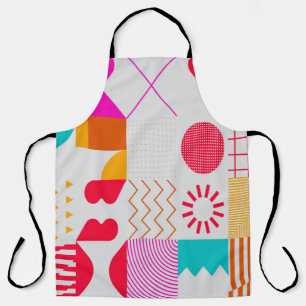 Trendy background with simple shapes. Colourful ge Apron