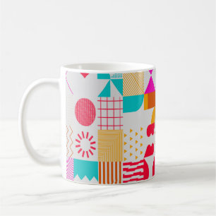 Trendy background with simple shapes. Colourful ge Coffee Mug
