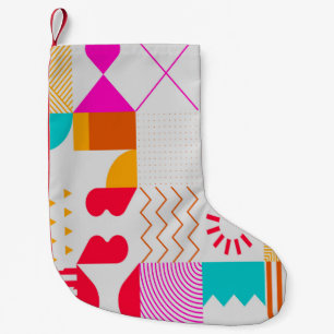 Trendy background with simple shapes. Colourful ge Small Christmas Stocking