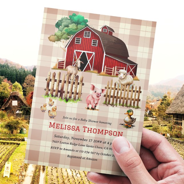 Trendy Barnyard Farm Animals Baby Shower Invitation (Creator Uploaded)