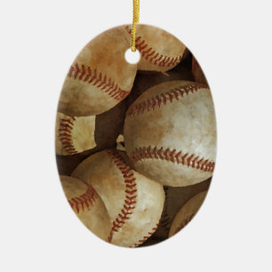 Trendy Baseball Artwork Ceramic Tree Decoration