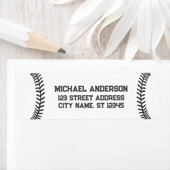 Trendy Baseball Lover Return Address  (Insitu)