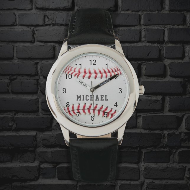 Trendy Baseball Personalised Name Kids Boys Watch (Creator Uploaded)