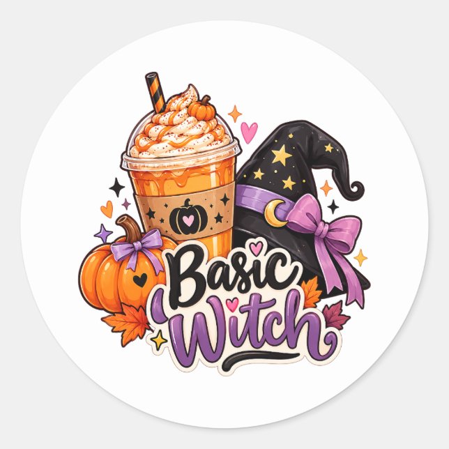 Trendy Basic Witch Pumpkin Spice Halloween Sticker (Front)