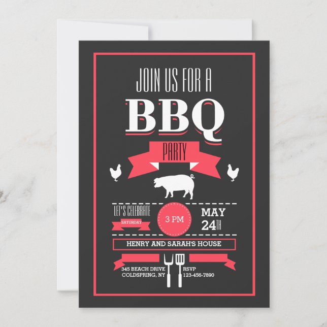 Trendy BBQ Invitation (Front)