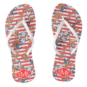 Trendy Beach Pattern   Monogram Jandals