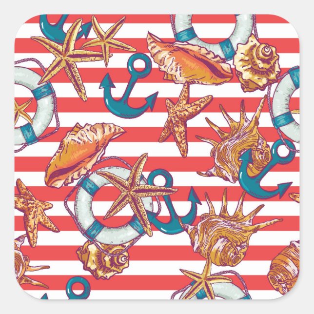 Trendy Beach Pattern Square Sticker (Front)