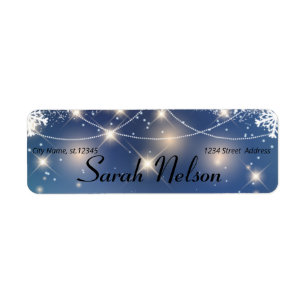 Trendy, Beautiful, Sparkly Blue Christmas Label