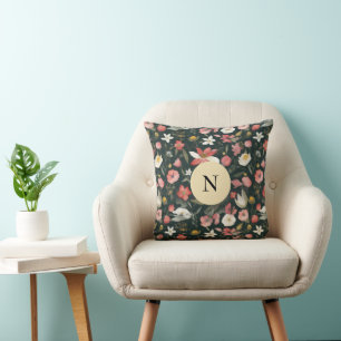 Trendy & Beautiful Wildflowers in Crimson & Sage Cushion