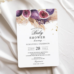 Trendy Beauty Purple Figs & Pampas Invitation