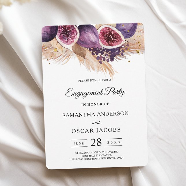 Trendy Beauty Purple Figs & Pampas Invitation (Creator Uploaded)