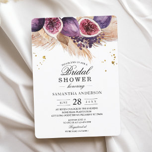 Trendy Beauty Purple Figs & Pampas Invitation