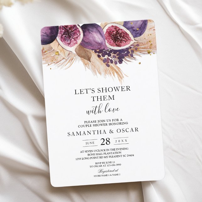 Trendy Beauty Purple Figs & Pampas Invitation (Creator Uploaded)