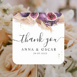 Trendy Beauty Purple Figs & Pampas Square Sticker<br><div class="desc">Trendy Beauty Purple Figs & Pampas</div>