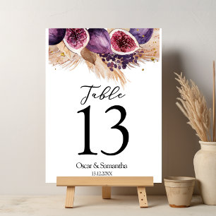 Trendy Beauty Purple Figs & Pampas Table Number