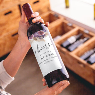 Trendy Beauty Purple Figs & Pampas Wine Label