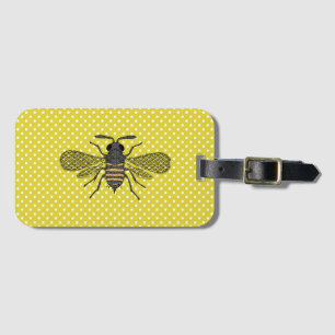 Trendy BEE Yellow Polkadot Pattern Gift Decor NEW Luggage Tag