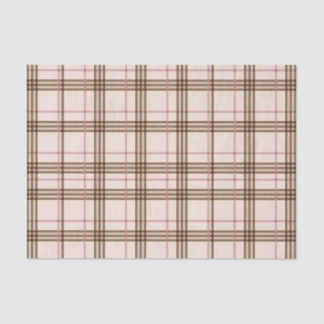 Trendy Beige Brown Tartan Plaid Tissue Paper (Front)