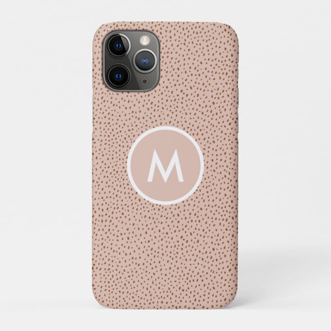 Trendy Beige Monogram with Terracotta Boho Brown  Case-Mate iPhone Case (Back)