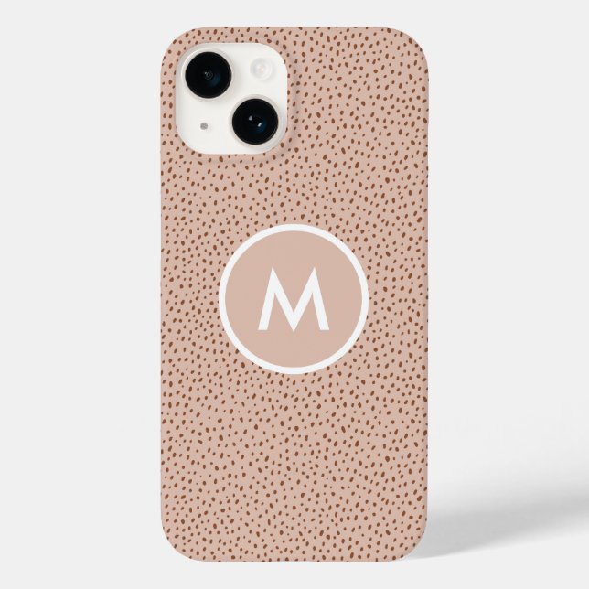 Trendy Beige Monogram with Terracotta Boho Brown  Case-Mate iPhone Case (Back)