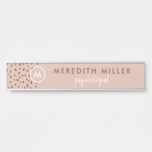 Trendy Beige Monogram with Terracotta Boho Brown Door Sign