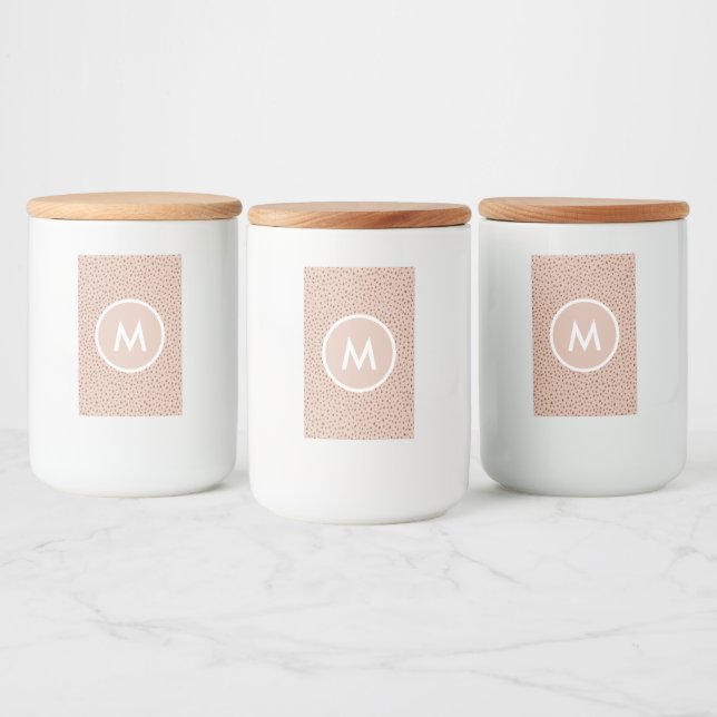 Trendy Beige Monogram with Terracotta Boho Brown  Food Label (Bottles)